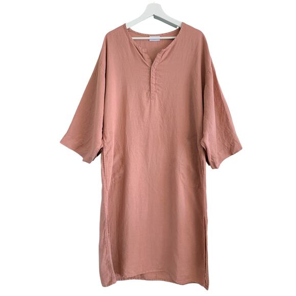 SOLD** Parachute 100% Linen House Dress Caftan Size Large Midi Clay Lagenlook - Picture 5 of 9